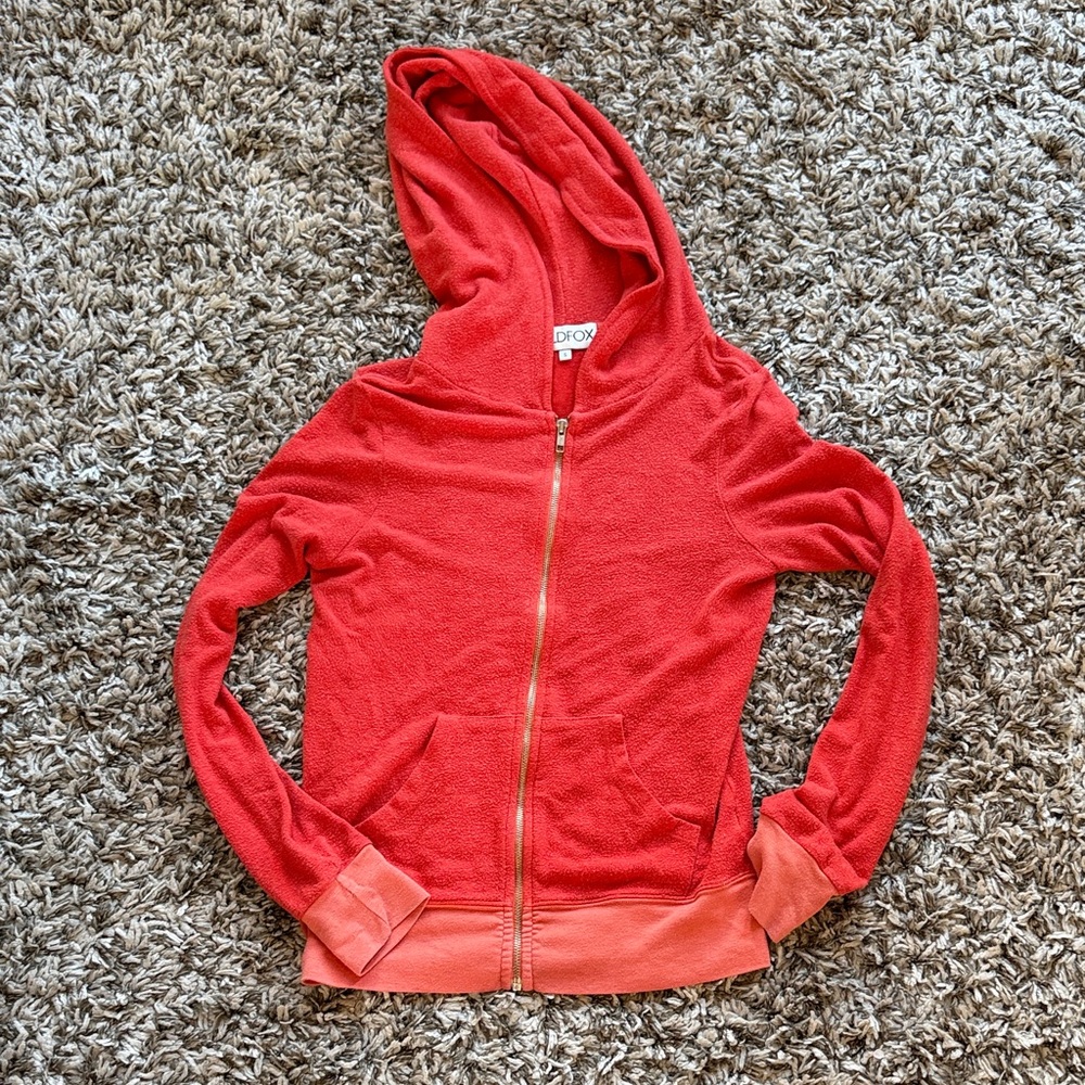 Wildfox Red Zip-Up Hoodie